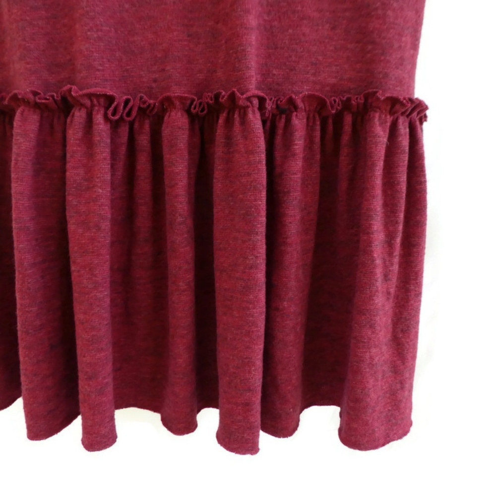 Sunday in Brooklyn Anthro Cozy Dress Soft Knit Cowl Neck Ruffle Hem Burgundy S - Picture 7 of 8